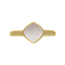 9ct Yellow Gold Pink Mother of Pearl Cushion Ring, R406.