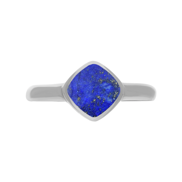 Sterling Silver Lapis Lazuli Cushion Ring, R406.