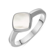 Sterling Silver Mother of Pearl Cushion Ring, R406.