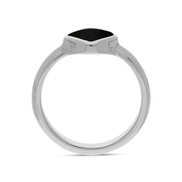 Sterling Silver Whitby Jet Cushion Ring, R406.