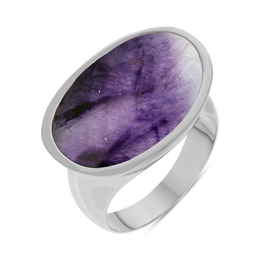 Sterling Silver Blue John Oval Statement Ring, R838.