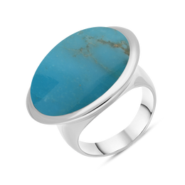 Sterling Silver Turquoise Wide Oval Flow Ring, R839.