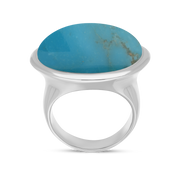 Sterling Silver Turquoise Wide Oval Flow Ring, R839.