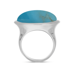 Sterling Silver Turquoise Wide Oval Flow Ring, R839.