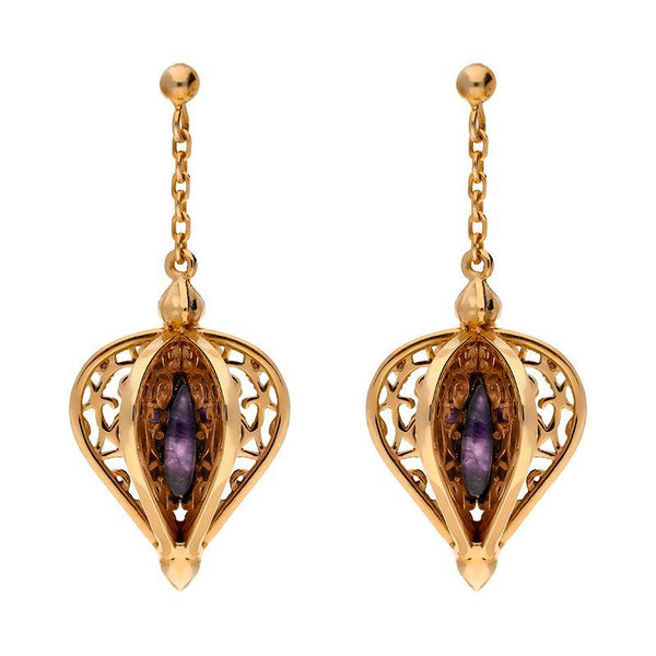Rose Gold Vermeil Blue John Flore Filigree Drop Earrings E1781