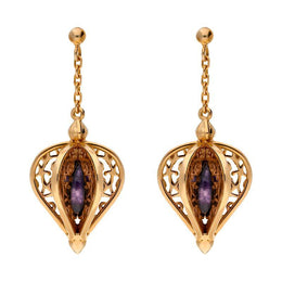 Rose Gold Vermeil Blue John Flore Filigree Drop Earrings E1781