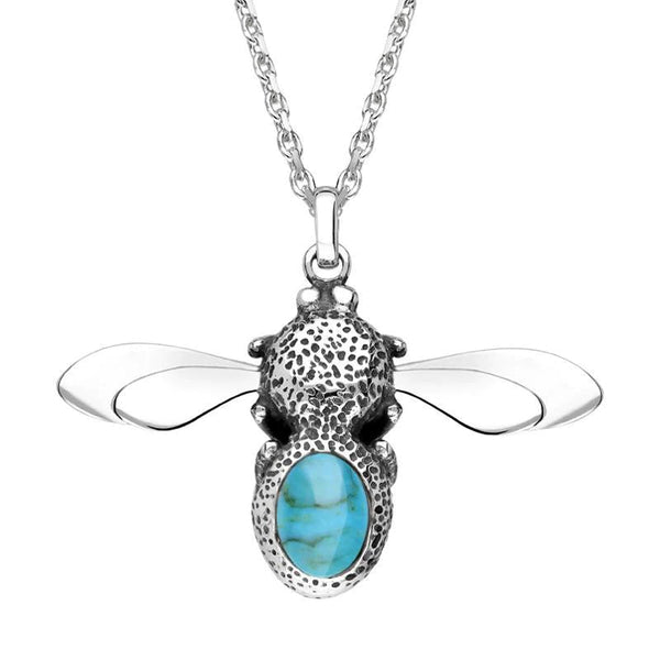 Sterling Silver Turquoise Stone Set Body Bee Necklace P3523