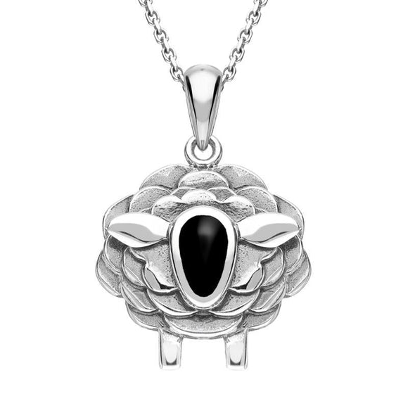 Sterling Silver Whitby Jet Sheep Two Piece Set, S205