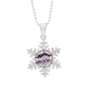 Sterling Silver 20mm White Cubic Zirconia & Blue John Snowflake Pendant