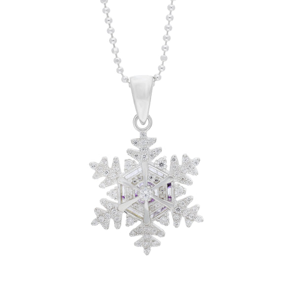 Silver & White Cz/Blue John 20Mm Snowflake Pendant
