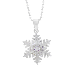 Silver &amp; White Cz/Blue John 20Mm Snowflake Pendant
