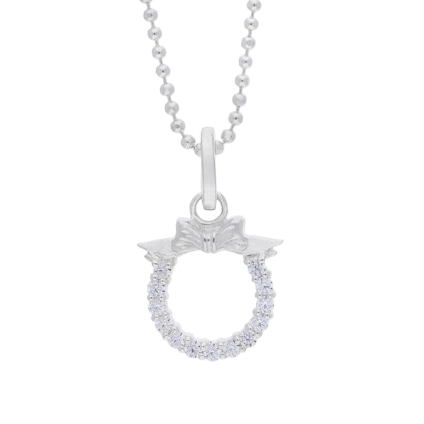Silver & White Cz Wreath Pendant