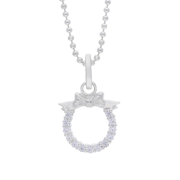 Silver &amp; White Cz Wreath Pendant