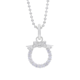 Silver &amp; White Cz Wreath Pendant