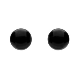 Silver Whitby Jet 5mm Ball Stud Earrings, E1343.