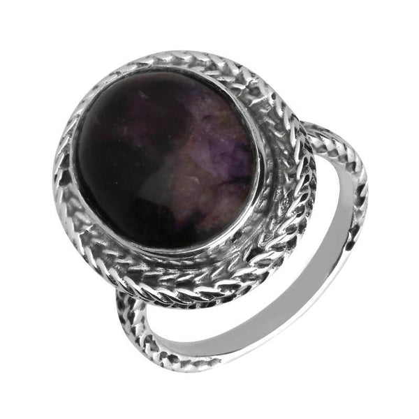 Sterling Silver Blue John Oval Foxtail Ring. R858.