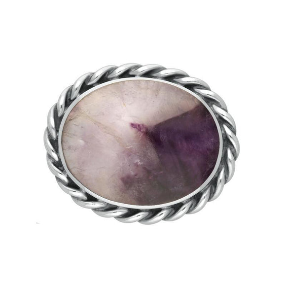 Sterling Silver Blue John Rope Edge Oval Brooch M181