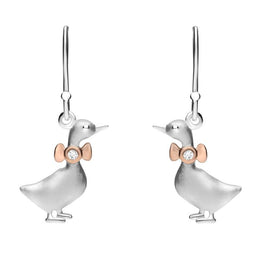 Sterling Silver Rose Gold Cubic Ziconia Goose Hook Earrings E2371