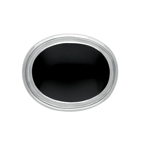 Sterling Silver Whitby Jet Classic Framed Oval Brooch M176