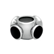 Silver Whitby Jet Four Stone Volcano Set Charm G504