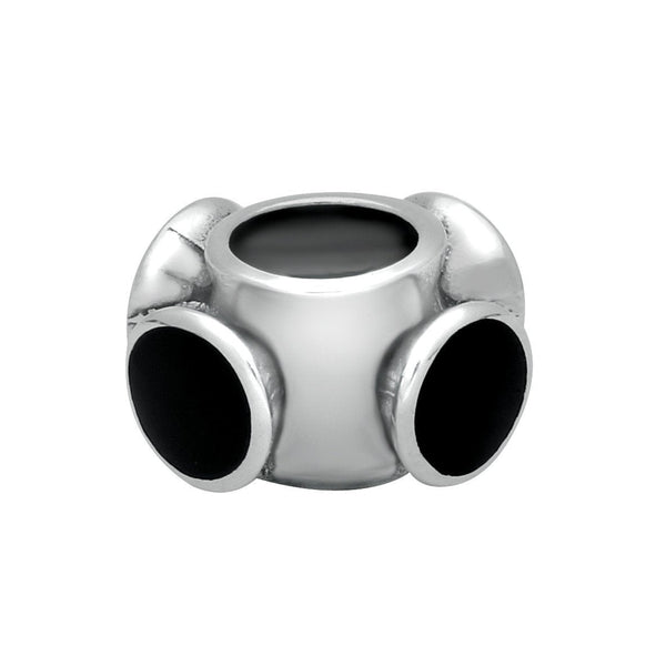 Silver Whitby Jet Four Stone Volcano Set Charm G504