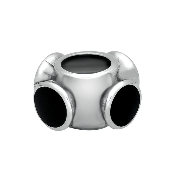 Silver Whitby Jet Four Stone Volcano Set Charm G504