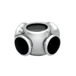 Silver Whitby Jet Four Stone Volcano Set Charm G504