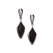 Silver Whitby Jet Kite Shaped Drop Earrings E224