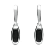 Sterling Silver Whitby Jet Oblong Hinged Drop Earrings E2127