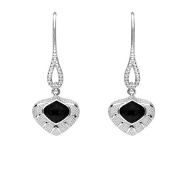 Silver Whitby Jet Oxidised Tear Drop Earrings E1959