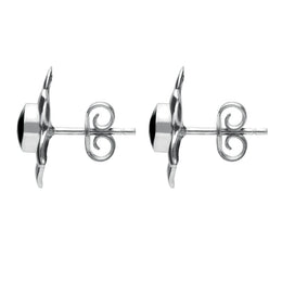 Sterling Silver Whitby Jet Petal Stud Earrings E028 side