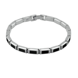Sterling Silver Whitby Jet Heritage Petite Oblong Bracelet. B549.