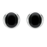 Silver Whitby Jet Small Oval Wave Stud Earrings E1792