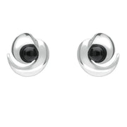 Sterling Silver Whitby Jet Spiral Stud Earrings. E1912.