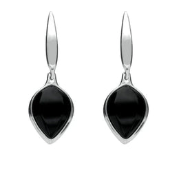 Silver Whitby Jet Tear Drop Earrings E2132