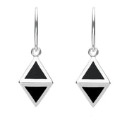 Sterling Silver Whitby Jet Triangular Prism Hook Earrings E2014