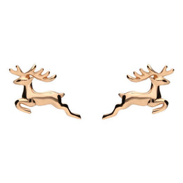 Sterling Silver Rose Gold Reindeer Stud Earrings E2377