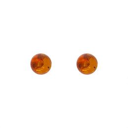 Sterling Silver Amber 6 mm Ball Stud Earrings, E1344