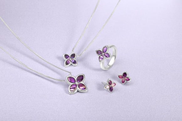 Sterling Silver Blue John Eden Marquise Flower Stud Earrings