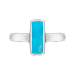 Sterling Silver Turquoise Slim Oblong Ring. R405.