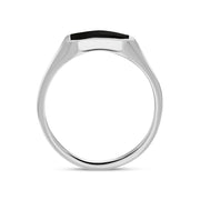 Sterling Silver Whitby Jet Cut Corner Signet Ring