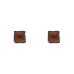 Sterling Silver Amber 4mm Square Stud Earrings D E1742.
