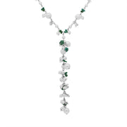 Sterling Silver Freshwater Pearl Turquoise Bead Drop Necklace D N421B