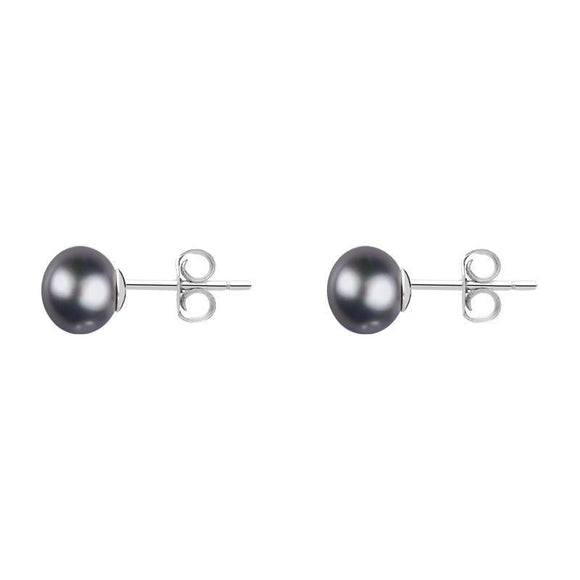 Sterling Silver 4mm Black Freshwater Pearl Stud Earrings, E617.