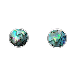 Sterling Silver Abalone 4mm Classic Small Round Stud Earrings, E001