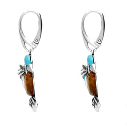Sterling Silver Amber Turquoise Kingfisher Two Piece Set P3148 E2524