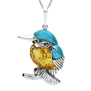 Sterling Silver Amber Turquoise Kingfisher Two Piece Set P3148 E2524