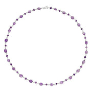 Sterling Silver Amethyst Bead Chain Link Necklace, N952_16.