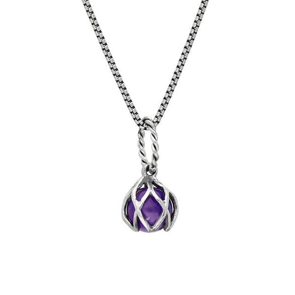 Sterling Silver Amethyst Emma Stothard Silver Darling 6mm Float Charm Necklace, P3584.