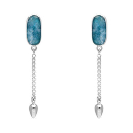 Sterling Silver Aquamarine Lineaire Medium Drop Stud Earrings, E2241.